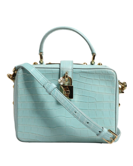 Dolce & Gabbana Mint Green Embossed Leather Padlock Shoulder Bag