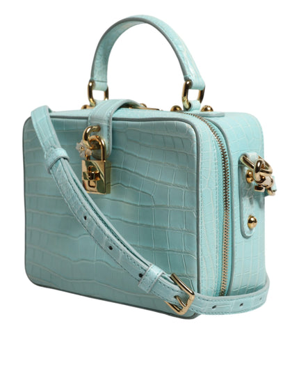 Dolce & Gabbana Mint Green Embossed Leather Padlock Shoulder Bag