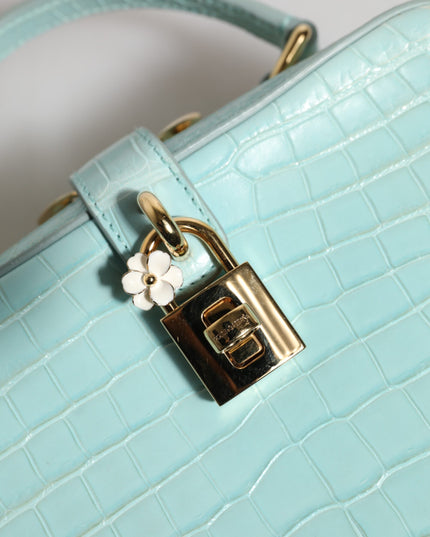 Dolce & Gabbana Mint Green Embossed Leather Padlock Shoulder Bag