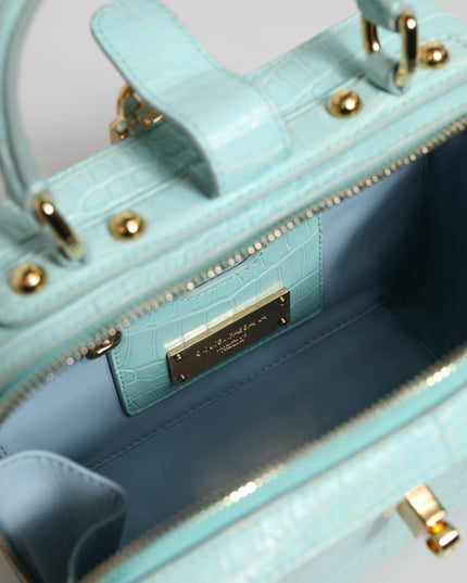 Dolce & Gabbana Mint Green Embossed Leather Padlock Shoulder Bag