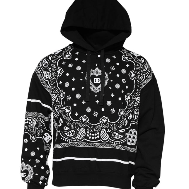 Dolce & Gabbana Black Bandana Hooded Men Sweatshirt Sweater