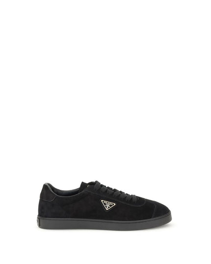 Prada Black Calf Leather Bos Taurus Low Top Sneakers