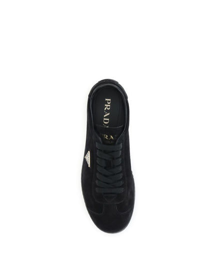 Prada Black Calf Leather Bos Taurus Low Top Sneakers