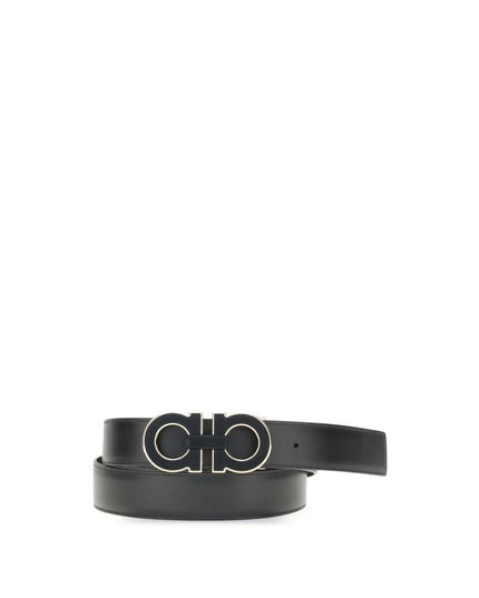 Ferragamo Black Calf Leather Bos Taurus Regular Belt