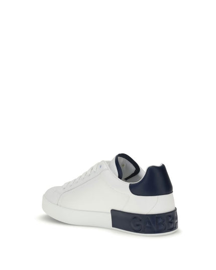Dolce & Gabbana White Calf Leather Bos Taurus Low Top Sneakers