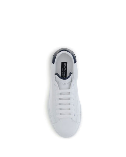 Dolce & Gabbana White Calf Leather Bos Taurus Low Top Sneakers