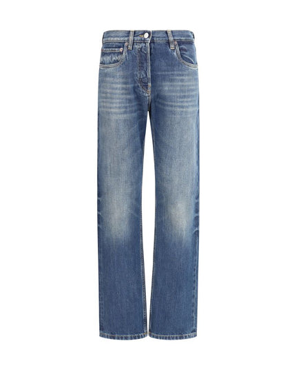 Prada Blue Cotton Straight-Leg Jeans