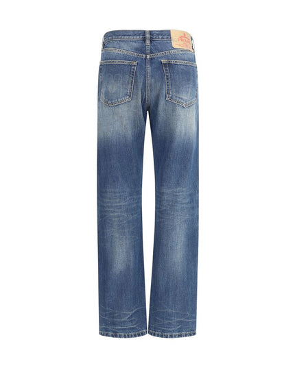 Prada Blue Cotton Straight-Leg Jeans