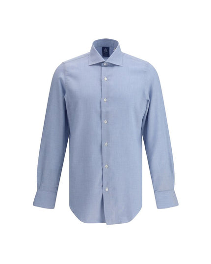 Finamore Light Blue Cotton Dress Shirt