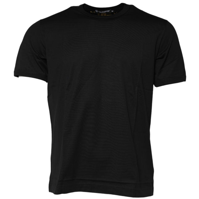 Dolce & Gabbana Black Cotton Logo Print Crew Neck T-shirt