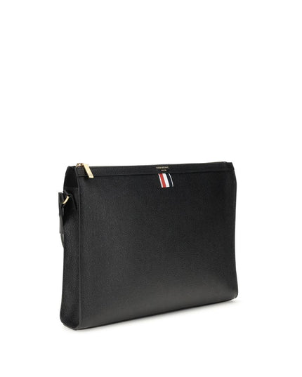 Thom Browne Black Calf Leather Bos Taurus Clutch Bag