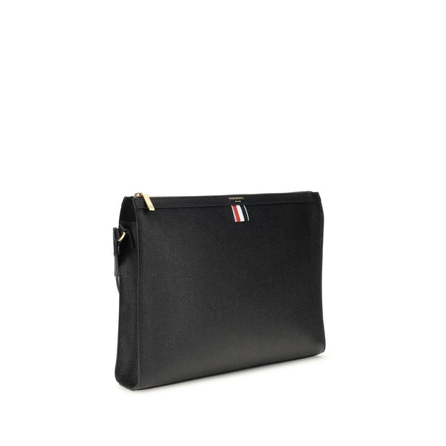 Thom Browne Black Calf Leather Bos Taurus Clutch Bag