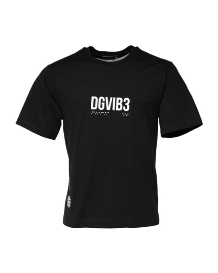 Dolce & Gabbana Black DG Vib3 Print Cotton Crew Neck T-shirt