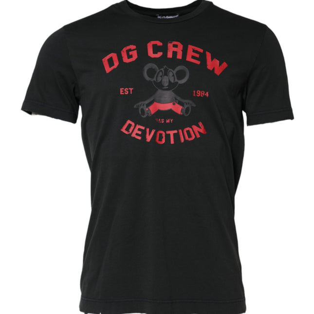 Dolce & Gabbana Black DG Crew Devotion Cotton Crew Neck T-shirt