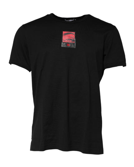 Dolce & Gabbana Black Eye Print Cotton Men Crew Neck T-shirt