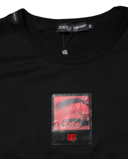 Dolce & Gabbana Black Eye Print Cotton Men Crew Neck T-shirt