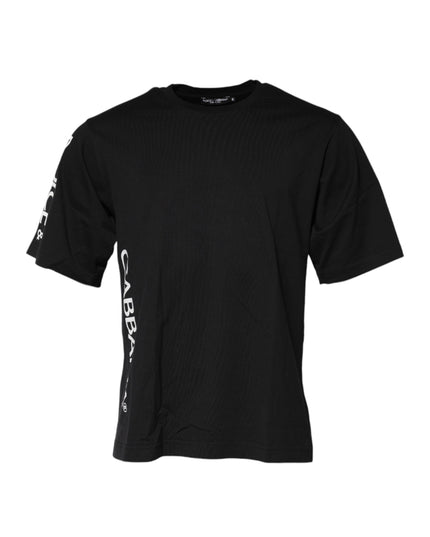 Dolce & Gabbana Black Logo Print Cotton Men Crew Neck T-shirt