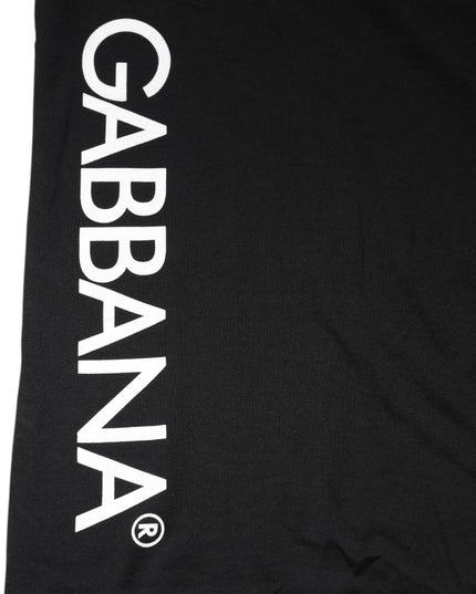 Dolce & Gabbana Black Logo Print Cotton Men Crew Neck T-shirt