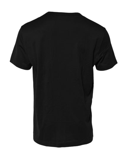 Dolce & Gabbana Black Embossed Logo Cotton Crew Neck T-shirt