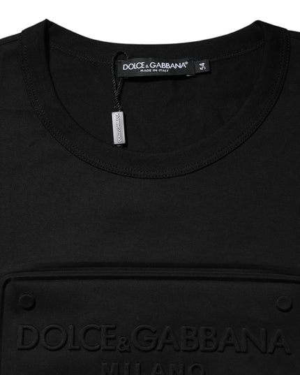 Dolce & Gabbana Black Embossed Logo Cotton Crew Neck T-shirt