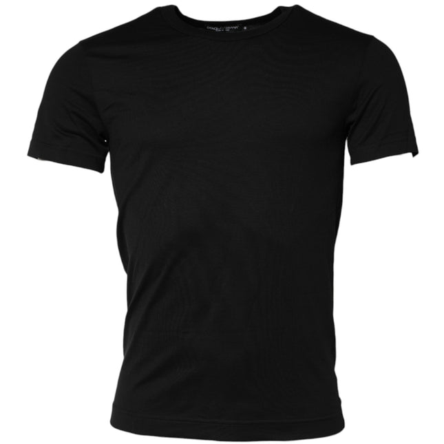 Dolce & Gabbana Black Cotton Crewneck Short Sleeves T-shirt