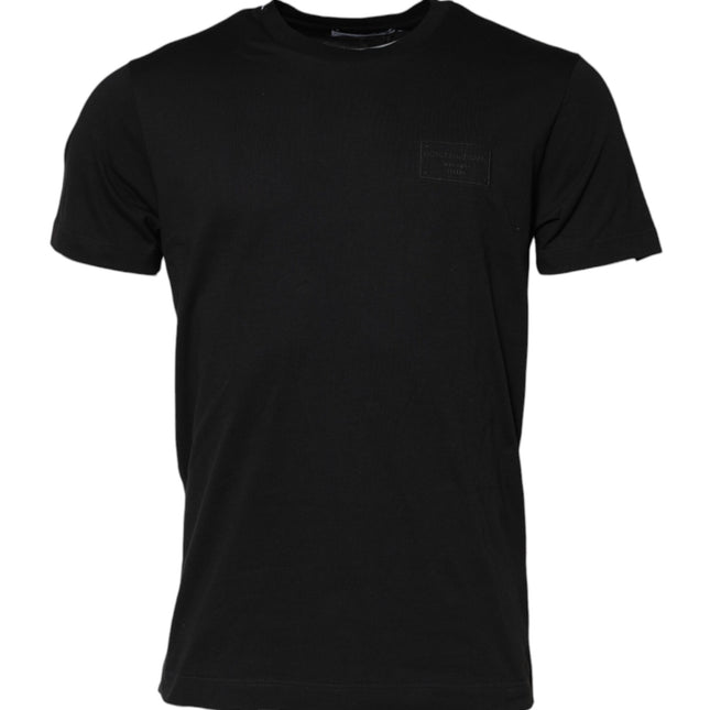 Dolce & Gabbana Black Logo Plaque Cotton Crew Neck T-shirt