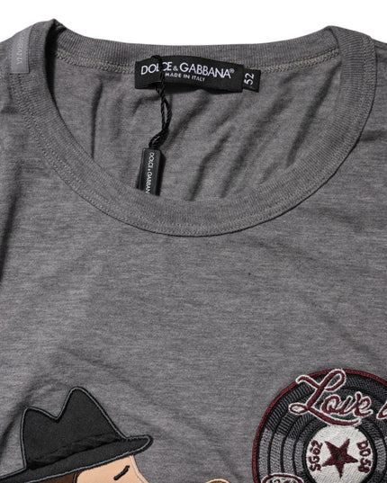 Dolce & Gabbana Gray #DGFamily Cotton Crew Neck T-shirt