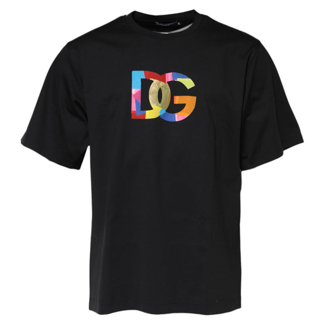 Dolce & Gabbana Black DG Logo Print Cotton Crew Neck T-shirt