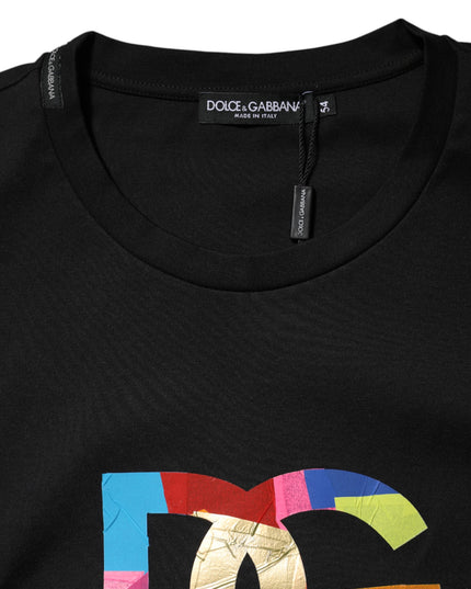 Dolce & Gabbana Black DG Logo Print Cotton Crew Neck T-shirt
