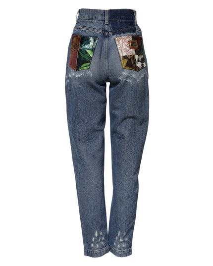 Dolce & Gabbana Blue AMBER Tattered High Waist Denim Jeans