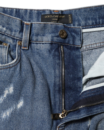 Dolce & Gabbana Blue AMBER Tattered High Waist Denim Jeans