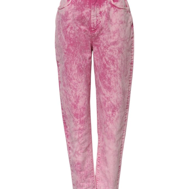 Dolce & Gabbana Pink Tie Dye High Waist Tapered Denim Jeans