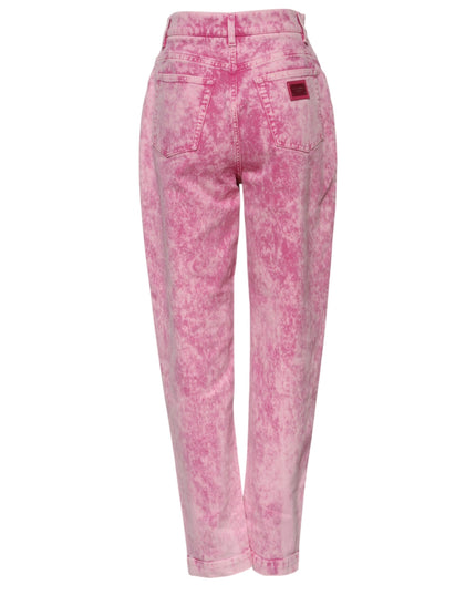 Dolce & Gabbana Pink Tie Dye High Waist Tapered Denim Jeans
