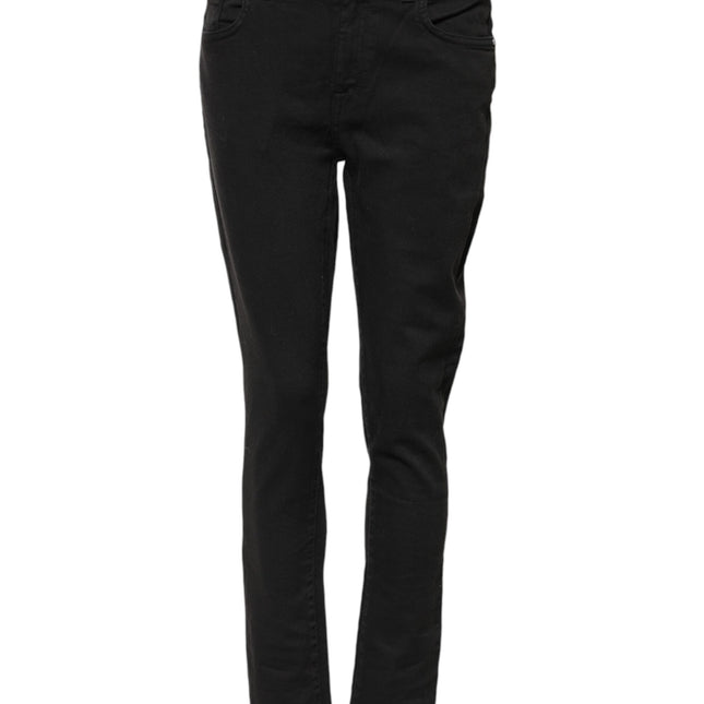 Dolce & Gabbana Black Cotton Skinny Mid Waist Denim Jeans