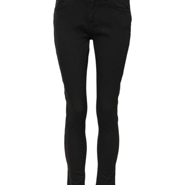 Dolce & Gabbana Black Cotton Skinny Mid Waist Denim Jeans