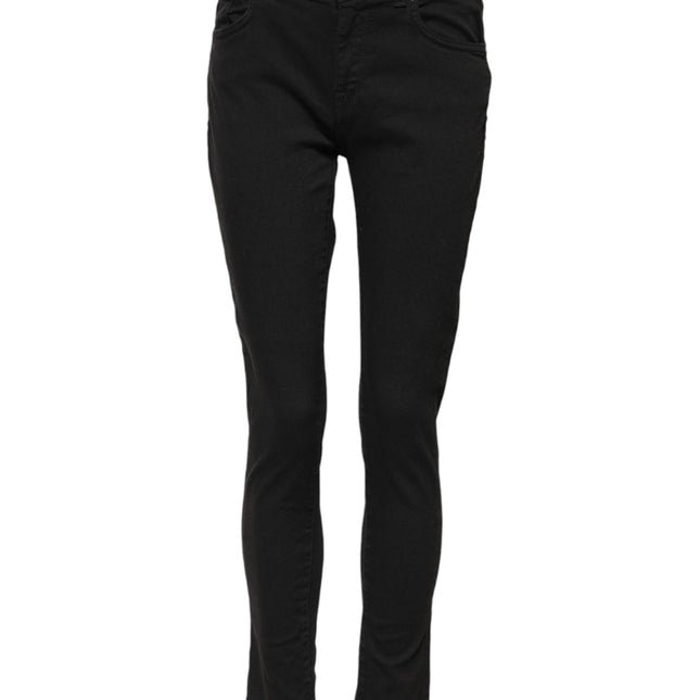 Dolce & Gabbana Black Cotton Skinny Mid Waist Denim Jeans