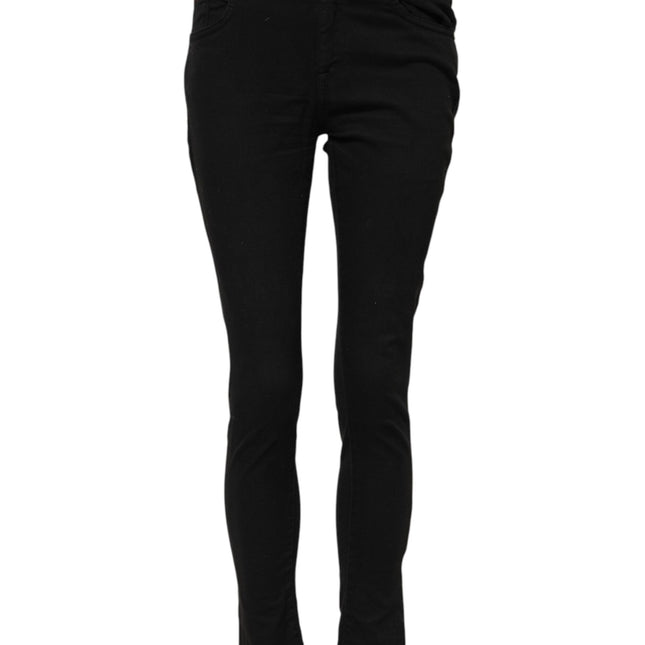 Dolce & Gabbana Black Cotton Skinny Mid Waist Denim Jeans