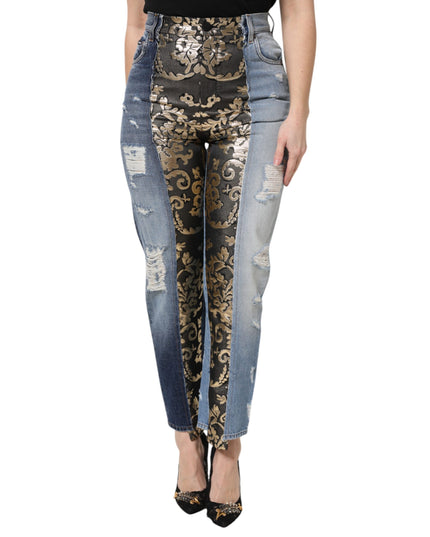 Dolce & Gabbana Multicolor Patchwork Tapered Denim Jeans