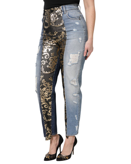 Dolce & Gabbana Multicolor Patchwork Tapered Denim Jeans