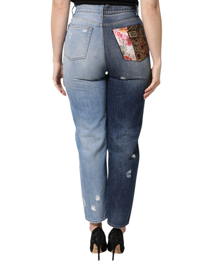 Dolce & Gabbana Multicolor Patchwork Tapered Denim Jeans
