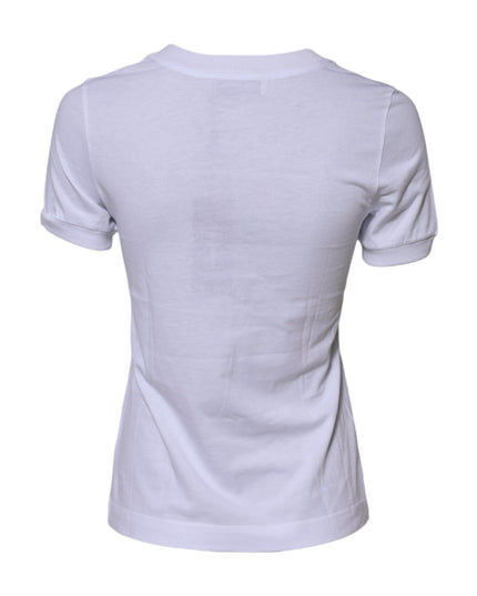 Dolce & Gabbana White Cotton DG Logo Embroidery Top T-shirt
