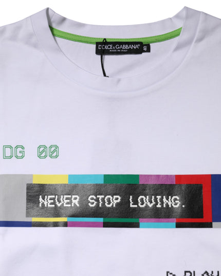 Dolce & Gabbana White Cotton Printed Short Sleeves T-shirt