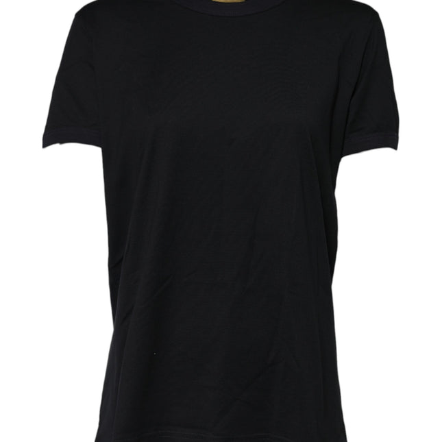 Dolce & Gabbana Black Cotton DG Print Short Sleeve Top T-shirt