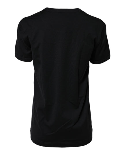 Dolce & Gabbana Black Cotton DG Print Short Sleeve Top T-shirt