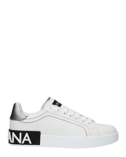 Dolce & Gabbana White Leather Low Top Sneakers