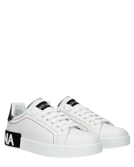 Dolce & Gabbana White Leather Low Top Sneakers