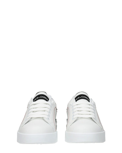 Dolce & Gabbana White Leather Low Top Sneakers