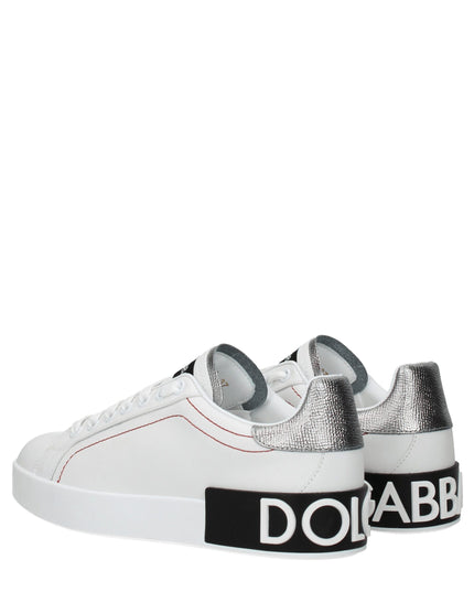 Dolce & Gabbana White Leather Low Top Sneakers