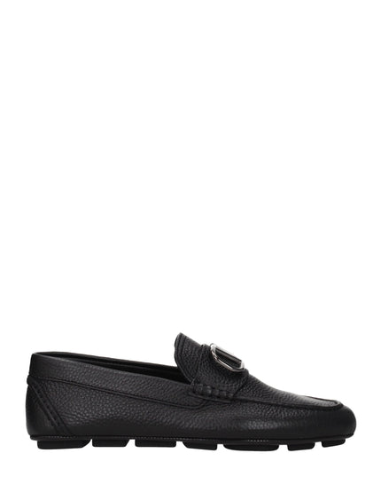 Valentino Garavani Black Leather Slip-On Loafers
