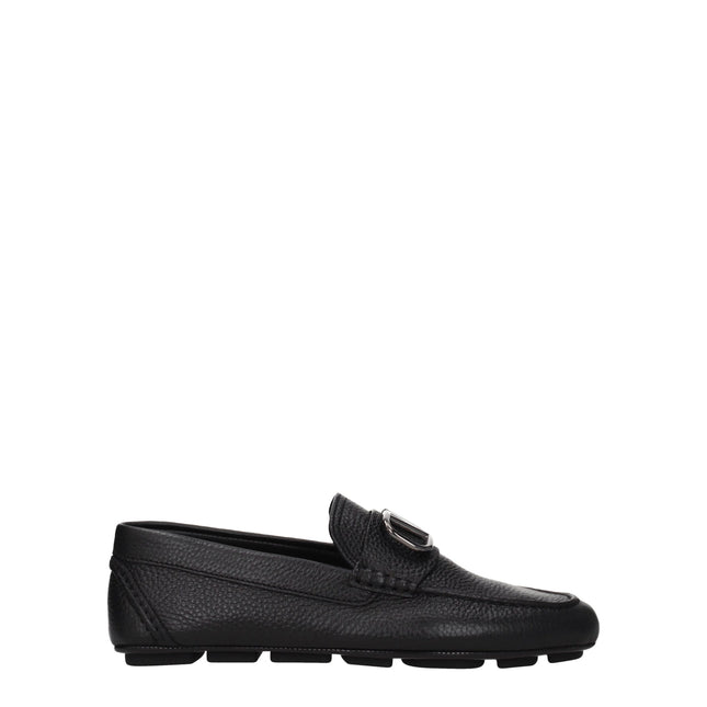 Valentino Garavani Black Leather Slip-On Loafers